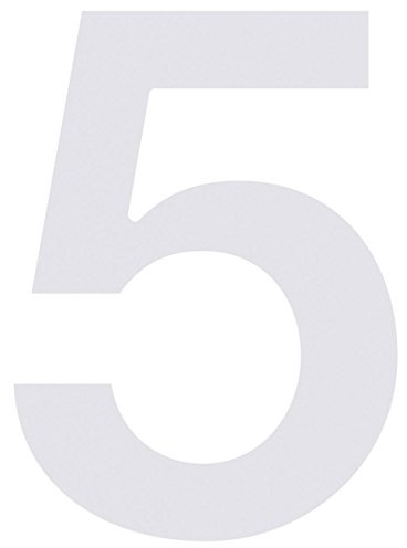 Hausnummer 5, Design Hausnummer aus Edelstahl in Weiß