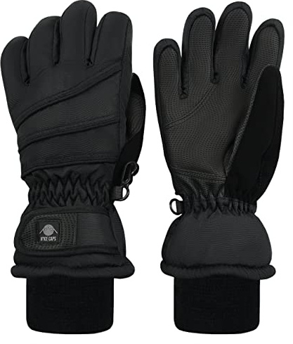 N'Ice Caps Kids Waterproof Winter Thinsulate Warm Gloves (Black, 13-15 Years)
