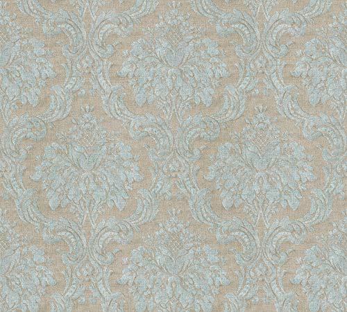 Livingwalls Vliestapete Paradise Garden Tapete mit Ornamenten barock 10,05 m x 0,53 m braun blau grün Made in Germany 367164 36716-4