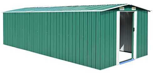 vidaXL Capanno da Giardino in Metallo Verde 257x597x178 cm Casetta Attrezzi