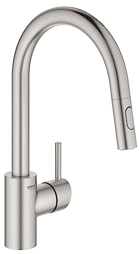 GROHE 32665DC3 Concetto Dual Spray Pull-Down Kitchen Faucet, Super Steel Infinity Finish