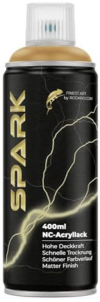 SPARK Sprühdose 400ml – Matte Sprühfarbe für Künstler, DIY, Modellbau & Möbel – Hohe Deckkraft, schnelltrocknende Spraydose - Beigebraun