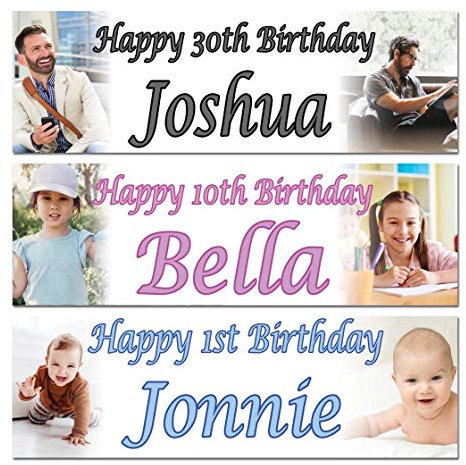 2 personalisierbare Geburtstagsbanner, Foto, Kinder, Baby, Erwachsene, Partyposter, Dekoration für alle Anlässe