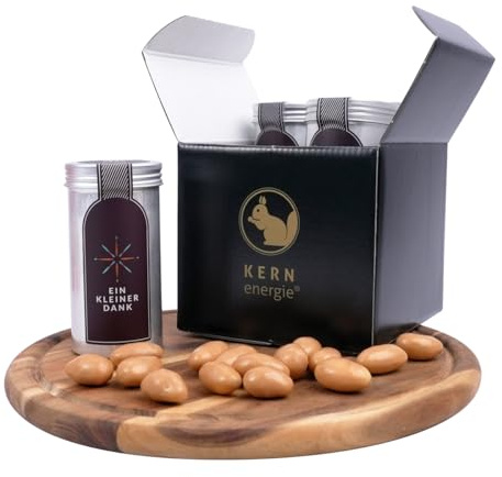 KERNenergie Geschenkset Kleiner Dank - Nussmischung Geschenk für Männer und Frauen - geröstete und schokolierte Nüsse - Geschenk zum Dankesagen - Zeitlos - 360g