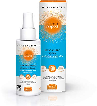 Helan, Sole Bimbi, mjölk solspray 50+, solkräm för ansiktet 50+ anti-erytema, solkräm för kroppen, skyddar mot UVB och UVA, vattentät, med vitamin E - 100 ml