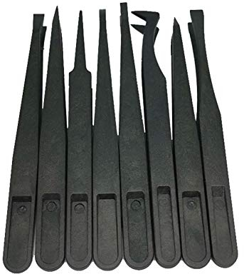 8 Pieces Tweezers Plastic Anti-Static Tweezers for Electronics Jewelry-Making Laboratory Work Repairing Hobbies