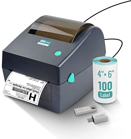 HotLabel Etikettendrucker, DHL Thermodrucker Etikettenmaschiene, 4x6 Labeldrucker, Desktop Etikettendruck, Versandetikettendrucker kompatibel mit DHL Amazon Ebay Otto DPWN Windows Mac