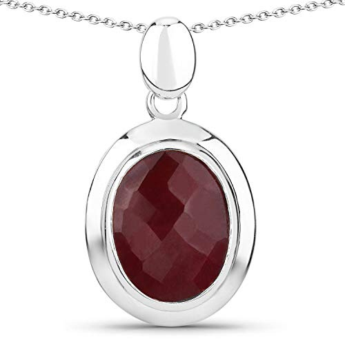 Schmuck-Schmidt-Collier/Kette-Anhänger echter ovaler Rubin-9,86 Karat-Sterling Silber Rhodiniert