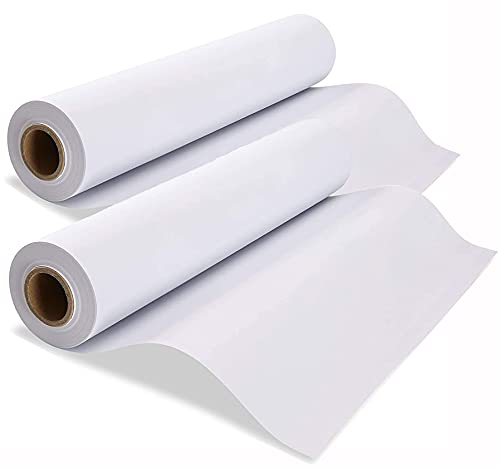 Zeichenpapier Rolle, 43cm x 15m Weiße Papierrolle, 2 Stück Zeichenrolle Kinder Künstler Skizze Malerei Papier, 70g/m² Recycelte Staffeleipapier für Kleinkinder Kinder Studenten
