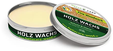 HeliaCARE BIO Holzwachs - Premium Bienenwachs Holzpflege Möbelpolitur aus Deutschland - Farbloses Möbelwachs für alle Holzarten im Innenbereich (Wachs 150ml)