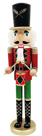 RAN Adornos de Madera de Cascanueces de Navidad, 19. 7 Alto Alto Cascanueces Grandes Bateristas Soldado Figuras Adornos de muñeca para Fiesta en casa