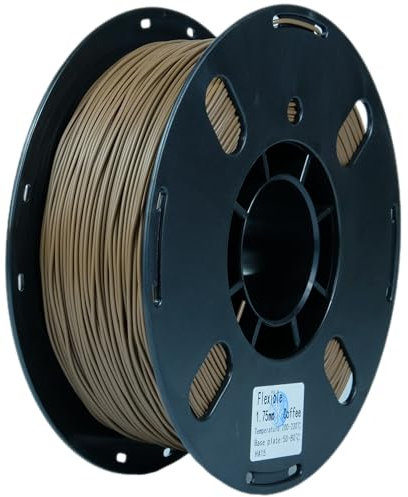 RANKI TPU Filament 1.75mm Flexible TPU 3D Drucker Filament, Dimensional Accuracy +/- 0.05mm, 98A, 1kg Spule (Kaffee)