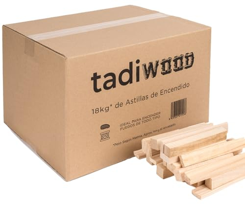 18kg Astillas de Encendido Ideal para encender Barbacoas de leña, de carbón, chimeneas, Estufas, calderas, etc. 100% Natural Hecho en España.