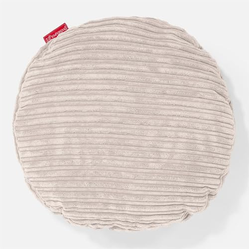Lounge Pug Kissen Rund 50cm Cord Creme Zierkissen Sofakissen Dekokissen