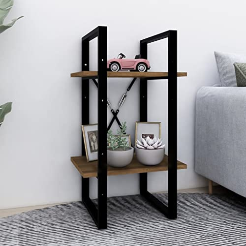 homiuse Bücherregal 2 Fächer Braun Eiche-Optik 40x30x70cm Holzwerkstoff BüCherregal Regal Wand WüRfelregal BüCherregal Holz Buchregal BüCherschrank Aufbewahrungsregal Bookshelf Metallgestell
