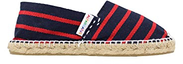 Alpargatas Unisex con Diseño de Rayas - Hechas a Mano en España (Marino y Rojo, Numeric_40)