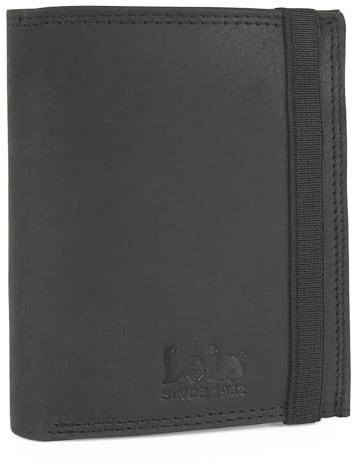 Lois - Cartera de Piel para Hombre - Cartera Hombre Piel con Monedero Interior y Tarjetero, diseño Slim, Cuero auténtico, Regalo Elegante. Proteccion RFID, Negro