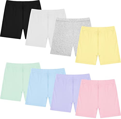 Boyiee 8 Pack Girls Toddlers Dance Shorts Bike Shorts for Dance Gymnastics Yoga Safety Active Under Dress(4-5 Years,Fresh Color)
