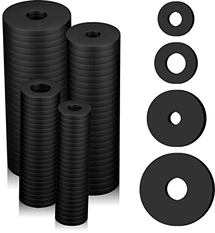 Gummi Unterlegscheiben 100 Stk Flache Dichtungsringe Set 4 Größen Distanzhülsen Gummitülle Flachdichtung für Wasserhähne Schrauben Bolzen