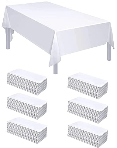 xiaozhifu 20 Stück Tischdecke Weiß,Einweg Tischdecke für Hochzeit 140cm x 200cm,Wasserdicht Geburtstag Tischdecken, Rechteckig Tischtuch Geeignet für Hochzeit, Party, Kindergeburtstag