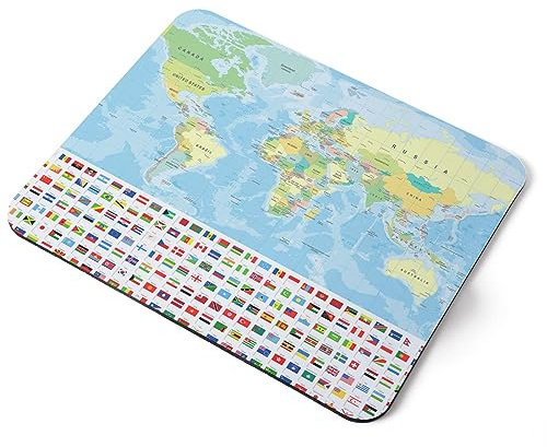 Destination Vinyl Ltd Colour World Atlas Map Flexible Rectangle 5mm Rubber Mouse Mat Pad Office Home Novelty Printed Desk Accessory #52722