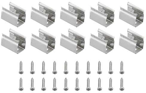 PATIKIL LED Streifenlicht Clips, 40er Pack Montagehalterung Befestigungsclips aus Edelstahl mit Schrauben LED-Lichtstreifen Befestigungsklemmen für 4,8mm-6mm Neon RGB Lichtkabelband | Montagehalterungen aus Edelstahl mit Schrauben