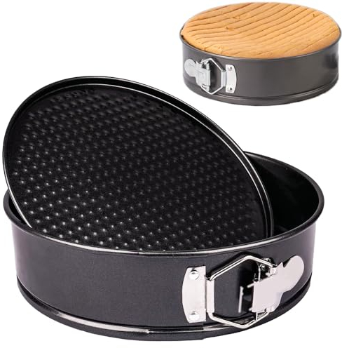 hzbaiyi 8 Inch Round Pan for Baking,20 cm Springform Cake Tin with Loose Base, Non Stick Bake Ware Round Cake Tin for Restaurants, Home and Kitchen Baking Accessories,PFOA Free