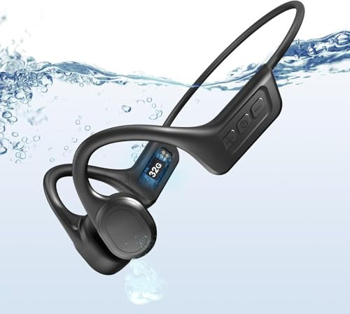 Bone Conduction Headphones Swimming IPX8 Waterproof headphones swimming Underwater Headphones for Swimming Built-in 32G Memory for Swimming, Surfing, Running