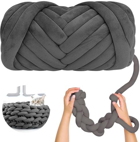 Ryvera Dicke Wolle zum Häkeln – 500g Chunky-Schlauchgarn, Ideal für Anfänger, Handstricken & DIY-Basteln (Decken, Kissen, Polster)