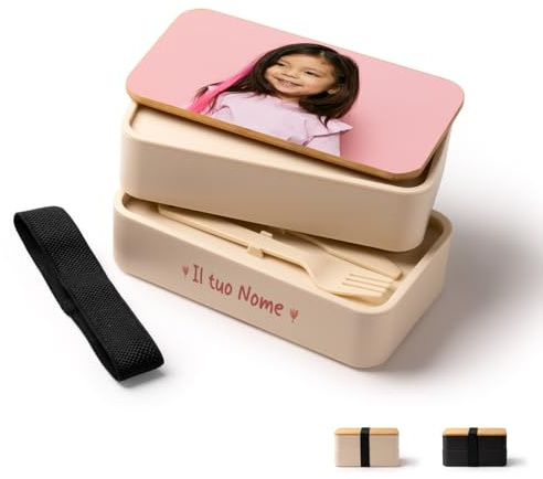 Ragazza Portapranzo per Bambino Personalizzato con Foto Idea Regalo e Foto contenitore per il pranzo per bambina ragazza Scuola Asilo Elementari Medie Compleanno Natale LunchBox porta merenda