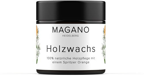 MAGANO - Holzpflege - 100% natürliches Holzwachs ohne Lösungsmittel - Perfekt für Schneidebretter, Möbel, Arbeitsplatten und anderes Holz - Mit Orangenöl und Bienenwachs - 60 ml