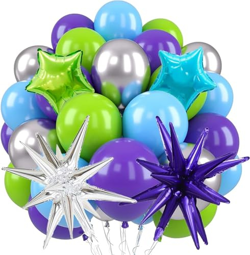 Folienballons, Party Dekorationen,Explosionsstern Luftballons Lila, Explosion Stern Folienballons, Videospiel Geburtstag Deko, Gaming Luftballons, Explosionsstern Luftballons, Stern Folienluftballon