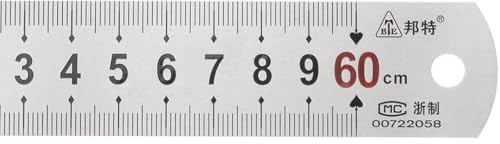 TA-VIGOR Edelstahl-Lineal, 60 cm Länge, metrisch, gerade, 1 mm dickes Metall-Lineal, Präzisionsmesswerkzeug mit Loch zum Aufhängen, für Schule, Büro, Nähen, Handwerk und Heimwerker
