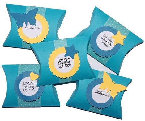 Pillow Box Kissenschachtel Set 5 Stück Geburtstag Danke Für dich Geschenk (türkis)