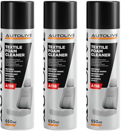 AUTOLIVE Limpiador de Tapicería para Coche Pack de 12 – Espuma Textil Interior – Limpieza de Alfombrillas, Tejidos, Techos y Plásticos – Neutraliza Olores y Reaviva Colores 650 ml