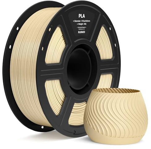 ELEGOO PLA Filament 1,75mm Beige 1KG, 3D Drucker Filament PLA | Maßgenauigkeit +/- 0,02mm, 1kg Kunststoffspule (2.2lbs), Sauber Gewickelte, Vakuumverpackung für Meisten FDM 3D Drucker