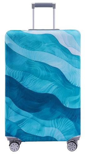 Travelkin Luggage Covers For Suitcase Tsa Approved,Suitcase Cover Protector Fit 18-32 Inch Luggage (Blue Wave, M)