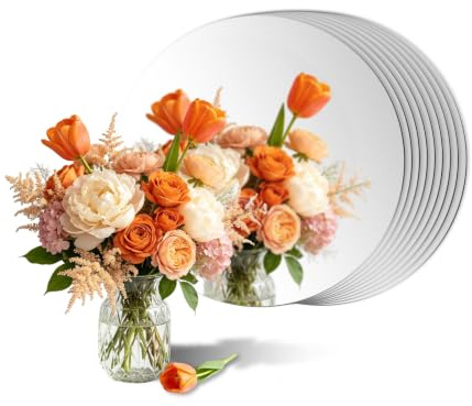 Confezione da 6 centrotavola rotondi a specchio per decorazioni per tavoli, centrotavola in acrilico da 25,4 cm, vassoio per candele, centrotavola per matrimoni, centrotavola, decorazioni da parete