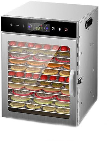 KHYTEBV Essiccatore per Alimenti in Acciaio Inossidabile, essiccatore per Alimenti con termostato Regolabile da 35 a 90 °C, Timer Digitale 24 Ore, Macchina per essiccare Frutta e Verdura Commerciale