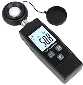VXVUQRQVH Luxmetro Luxmetro Portatile Fotometro Digitale Campo di Misura 200000 Lux Sensore Lux