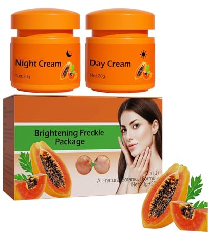 2pcs Papaya Crema Facial Blanqueamiento de la Piel 2 en 1 Cuidado Diario y Nocturno para Blanquear la Piel Hidratación Antiarrugas Crema Antiarrugas Crema Antipecas para todo tipo de pieles, 40 g