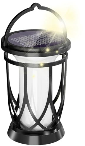 Ahuuen Flackernde Flamme Solar Laterne | Außenleuchten Mit Tanzender Flamme,Deckorative Solarleuchten Mit Automatik Ein/Aus Für Garten Terrasse Baum Dekoration Und Hochzeit