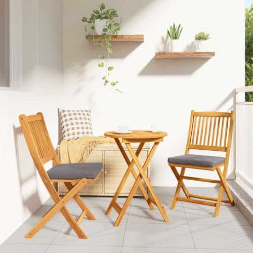 Ziaphsol Ensemble bistro de jardin, 3 pièces, en bois massif d'acacia marron, robuste pour terrasse, balcon, salle à manger, résistant aux intempéries