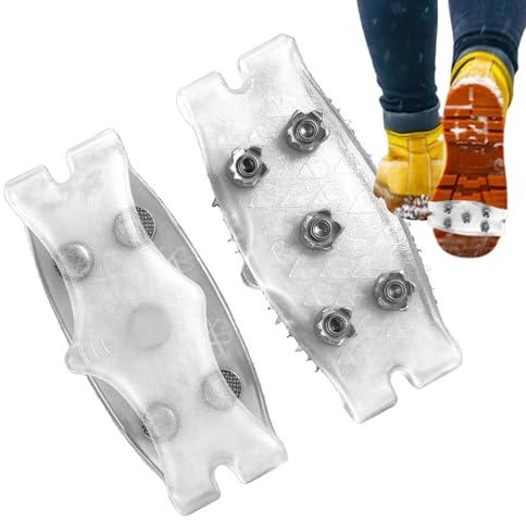 Wuvfojca Set di 6 tacchetti per scarpe da ghiaccio o neve, 5 chiodi, ramponi da neve, scarpe antiscivolo, ghiaccio, trazione, rampone, punta per escursionismo, camminata e jogging in inverno