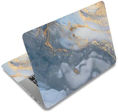 SUPERDANT 3 Stück Grau Gold Marmor Laptop Folie 38x27cm Zuschneidbar PVC Notebook Dekor Wiederverwendbare Abdeckung für 12 13 14 15 15.6 Zoll Notebook Oberfläche Grau Gold Aufkleber Set