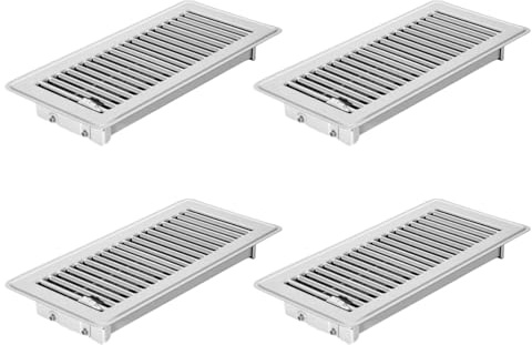 Rejilla de ventilación de alta eficiencia de 4 piezas, cubierta de aire inoxidable, cubierta de registro de suelo de metal con flujo de aire ajustable, rejilla de ventilación fácil de instalar y de