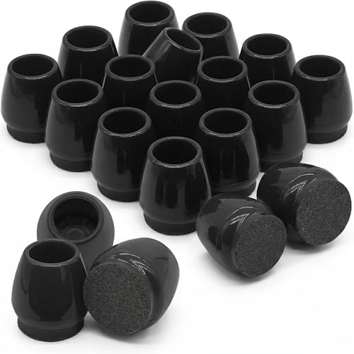 Chair Leg Floor Protectors 24PCS，Silicone Felt Furniture Leg Cover，Furniture Feet Protectors Pads，Protect Floors from Scratches，Reduce Noise -Round, Black XS(Fit 15-20mm)