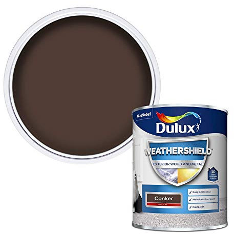 Dulux Weather Shield Exterior High Gloss Paint, 750 ml - Conker