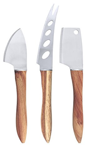 Swissmar 3-Piece Cheese Knife Set for Charcuterie Board - Elegant Utensils for Slicing Soft & Hard Cheeses - Stainless Steel Blades with Acacia Wood Handles - Perfect for Kitchen Collection