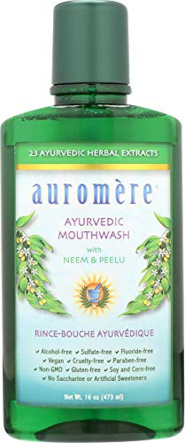 Auromere Ayurvedic Mouthwash by - Fluoride-Free, Alcohol-Free, Natural, with Neem and Vegan - 16 fl oz